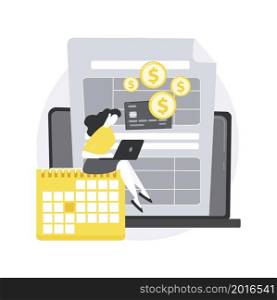 Pay a balance owed abstract concept vector illustration. Making credit payment, pay owed money to a bank, irs balance due, debt consolidation and management, taxpayer bill abstract metaphor.. Pay a balance owed abstract concept vector illustration.