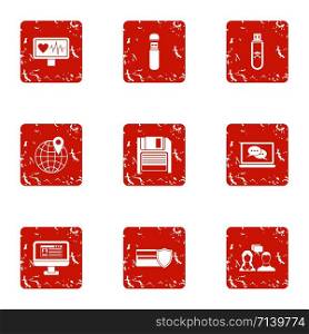 Pay attention icons set. Grunge set of 9 pay attention vector icons for web isolated on white background. Pay attention icons set, grunge style