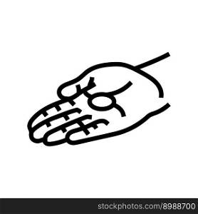 pay coin hand line icon vector. pay coin hand sign. isolated contour symbol black illustration. pay coin hand line icon vector illustration