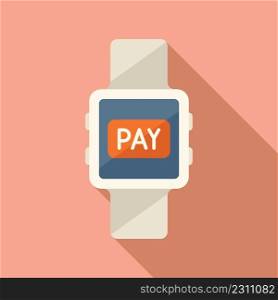 Pay nfc smartwatch icon flat vector. Online money. Digital service. Pay nfc smartwatch icon flat vector. Online money