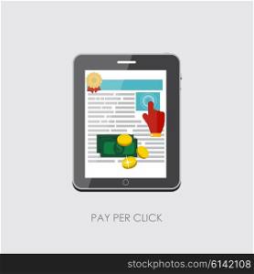 Pay Per Click Flat Concept for Web Marketing. Vector Illustration. EPS10 EPS10
