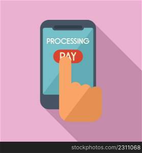 Pay processing icon flat vector. Money payment. Phone online. Pay processing icon flat vector. Money payment