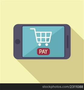 Pay shop icon flat vector. Online money. Digital service. Pay shop icon flat vector. Online money