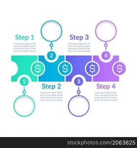 Paying bills on time infographic chart design template. Abstract infochart with copy space. Instructional graphics with 4 step sequence. Visual data presentation. Lato, Arial fonts used. Paying bills on time infographic chart design template