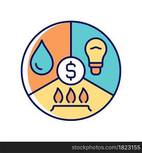 Paying bills RGB color icon. Utility services cost. Payment for household expense. Financial literacy. Understanding finance and economy. Isolated vector illustration. Simple filled line drawing. Paying bills RGB color icon