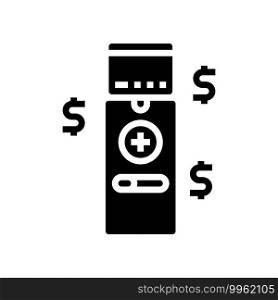 paying with phone pos terminal glyph icon vector. paying with phone pos terminal sign. isolated contour symbol black illustration. paying with phone pos terminal glyph icon vector illustration