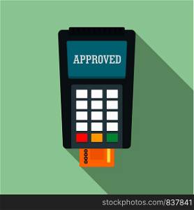 Payment approved credit card icon. Flat illustration of payment approved credit card vector icon for web design. Payment approved credit card icon, flat style