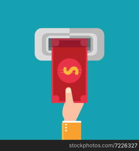 Payment banking finance money, ATM machine money deposit or withdrawal, conceptual vector illustration.