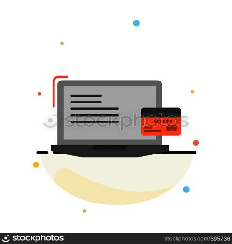 Payment, Business, Computer, Credit Card, Online Payment Abstract Flat Color Icon Template