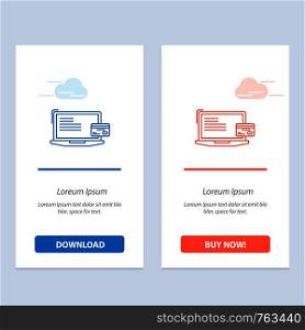 Payment, Business, Computer, Credit Card, Online Payment Blue and Red Download and Buy Now web Widget Card Template