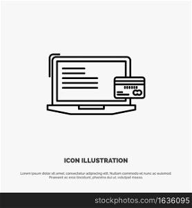 Payment, Business, Computer, Credit Card, Online Payment Line Icon Vector