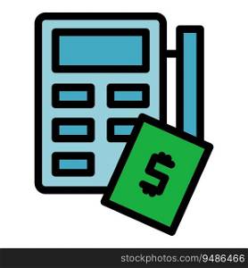 Payment calculator icon outline vector. Income credit. Money contract color flat. Payment calculator icon vector flat