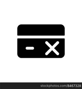 Payment card block black glyph ui icon. Declined payments. Failed operation. User interface design. Silhouette symbol on white space. Solid pictogram for web, mobile. Isolated vector illustration. Payment card block black glyph ui icon