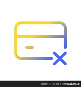 Payment card block pixel perfect gradient linear ui icon. Declined payments. Banking and finance. Line color user interface symbol. Modern style pictogram. Vector isolated outline illustration. Payment card block pixel perfect gradient linear ui icon