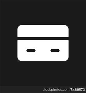 Payment card dark mode glyph ui icon. Electronic financial transaction. User interface design. White silhouette symbol on black space. Solid pictogram for web, mobile. Vector isolated illustration. Payment card dark mode glyph ui icon