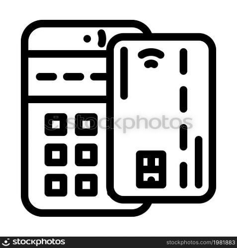 payment card pos terminal line icon vector. payment card pos terminal sign. isolated contour symbol black illustration. payment card pos terminal line icon vector illustration