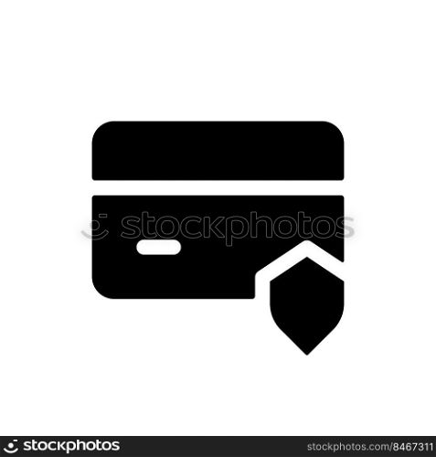 Payment card security black glyph ui icon. Financial operations protection. User interface design. Silhouette symbol on white space. Solid pictogram for web, mobile. Isolated vector illustration. Payment card security black glyph ui icon