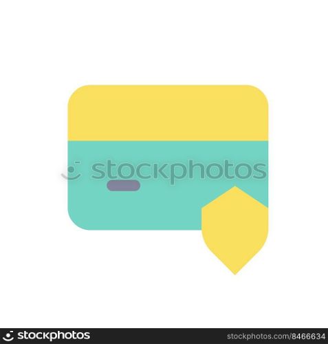 Payment card security flat color ui icon. Financial operations protection. Credit card and shield. Simple filled element for mobile app. Colorful solid pictogram. Vector isolated RGB illustration. Payment card security flat color ui icon