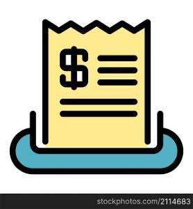 Payment check icon. Outline payment check vector icon color flat isolated. Payment check icon color outline vector