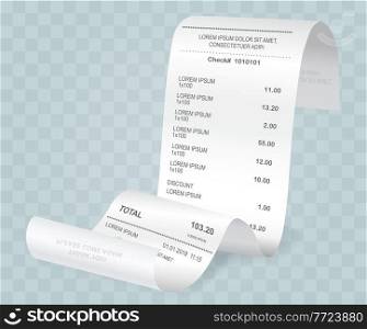 Payment check isometric 3d. Buying financial invoice bill purchasing calculate pay vector isolated. Receipt the seller forms at the online checkout for transfer to the buyer or client, paper piece. Payment check isometric. Buying financial invoice bill purchasing calculate pay vector isolated