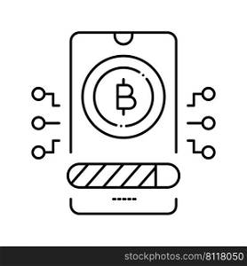 payment cryptocurrency phone app line icon vector. payment cryptocurrency phone app sign. isolated contour symbol black illustration. payment cryptocurrency phone app line icon vector illustration