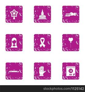 Payment for wedding icons set. Grunge set of 9 payment for wedding vector icons for web isolated on white background. Payment for wedding icons set, grunge style