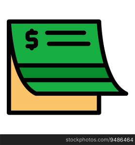 Payment icon outline vector. Money contract. Loan income color flat. Payment icon vector flat