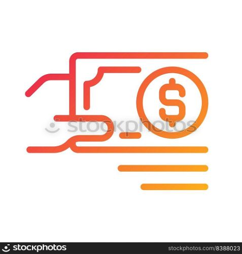 Payment in cash pixel perfect gradient linear vector icon. Paper money currency. Purchasing and selling. Physical cash. Thin line color symbol. Modern style pictogram. Vector isolated outline drawing. Payment in cash pixel perfect gradient linear vector icon