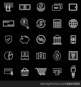 Payment line icons on black background, stock vector