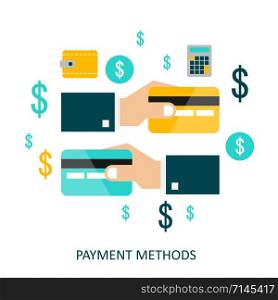 Payment Methods. Flat Vector Illustration.. Payment Methods. Flat Vector Illustration