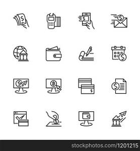 Payment methods related line icon set. Editable stroke vector. Pixel perfect. Isolated at white background