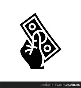 payment money hand glyph icon vector. payment money hand sign. isolated symbol illustration. payment money hand glyph icon vector illustration