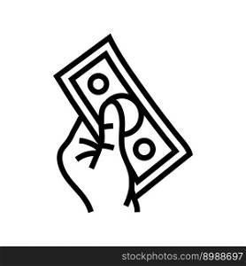 payment money hand line icon vector. payment money hand sign. isolated contour symbol black illustration. payment money hand line icon vector illustration