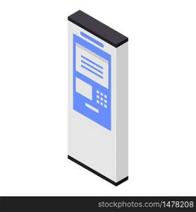 Payment outdoor terminal icon. Isometric of payment outdoor terminal vector icon for web design isolated on white background. Payment outdoor terminal icon, isometric style