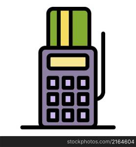 Payment terminal icon. Outline payment terminal vector icon color flat isolated. Payment terminal icon color outline vector