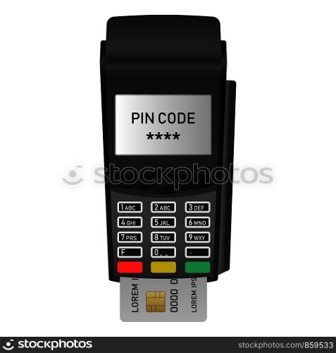 Payment terminal icon. Realistic illustration of payment terminal vector icon for web design isolated on white background. Payment terminal icon, realistic style