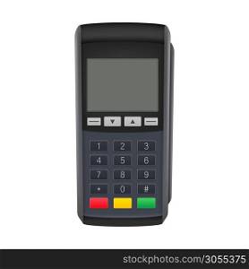 Payment terminal mockup. Pos terminal with blank screen. Cash register. Vector stock illustration.. Payment terminal mockup. Pos terminal with blank screen. Cash register. Vector stock illustration