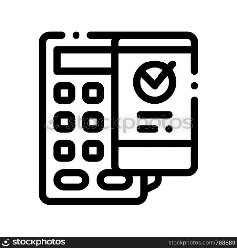 Payment Terminal Smartphone Vector Thin Line Icon. Online Transactions, Secure Financial Internet Banking Payment Operation Linear Pictogram. Money Deposit Currency Exchange Contour Illustration. Payment Terminal Smartphone Vector Thin Line Icon