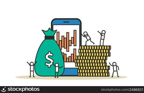 Payment transaction cash vector banking illustration phone. People pay on computer cashless online money. Mobile finance digital technology service transfer. Smartphone purchase app banner