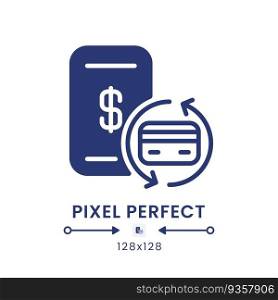 Payments black solid desktop icon. Accounting tool. Money transfer software. E commerce. Pixel perfect 128x128, outline 4px. Silhouette symbol on white space. Glyph pictogram. Isolated vector image. Payments black solid desktop icon