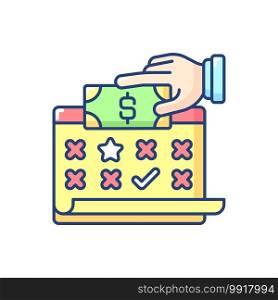 Payroll RGB color icon. List of employees of some company that are entitled to receive pay for time worked or tasks performed. Isolated vector illustration. Payroll RGB color icon