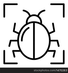 Pc bug target icon. Outline pc bug target vector icon for web design isolated on white background. Pc bug target icon, outline style