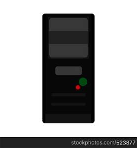 PC case tower modern office service component computer part vector icon. Tool cpu industry black server box