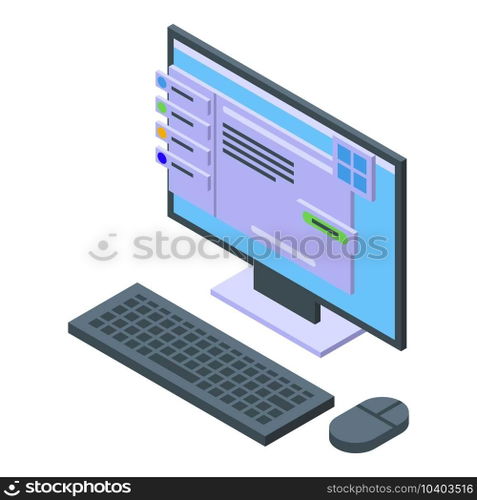 Pc code development icon isometric vector. Web api. Software cloud. Pc code development icon isometric vector. Web api