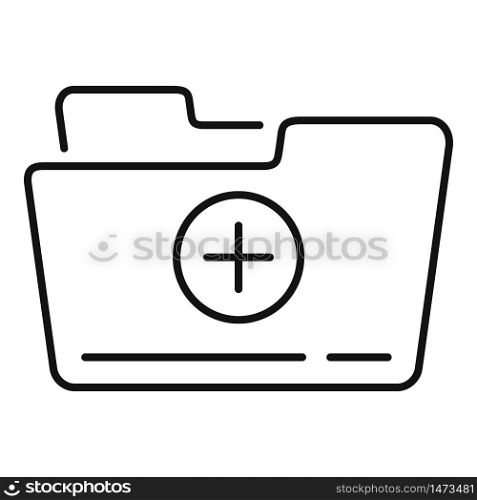 Pc medical folder icon. Outline pc medical folder vector icon for web design isolated on white background. Pc medical folder icon, outline style