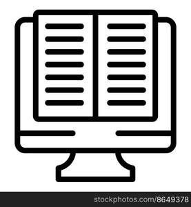 Pc monitor book icon outline vector. Help child. Parent kid. Pc monitor book icon outline vector. Help child