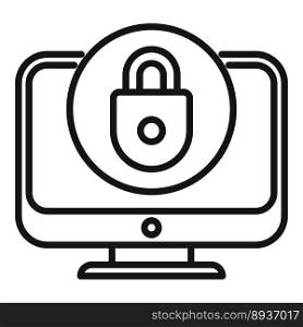 Pc monitor password icon outline vector. Personal login. Laptop app. Pc monitor password icon outline vector. Personal login