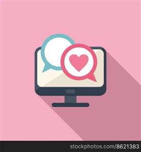 Pc online dating icon flat vector. App date. Phone mobile. Pc online dating icon flat vector. App date