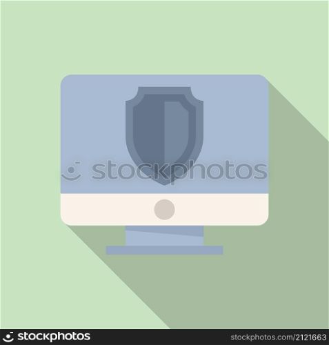 Pc protection icon flat vector. Secure data. Computer access. Pc protection icon flat vector. Secure data