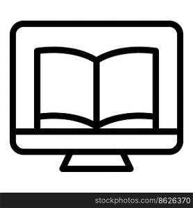 Pc reading book icon outli≠vector. Digital onli≠. Education school. Pc reading book icon outli≠vector. Digital onli≠